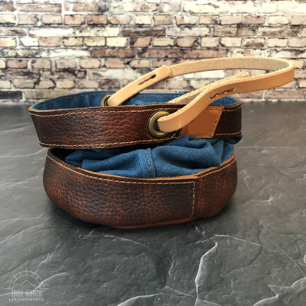 Navy Blue Waxed Canvas and Leather Bucket (12 ounce)