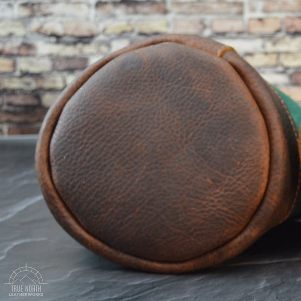 Navy Blue Waxed Canvas and Leather Bucket (12 ounce)