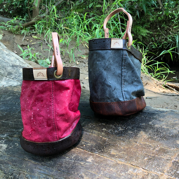 Brown Waxed Canvas and Leather Bucket (12 ounce)