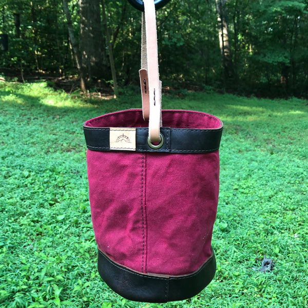 Red Waxed Canvas and Leather Bucket (12 ounce)