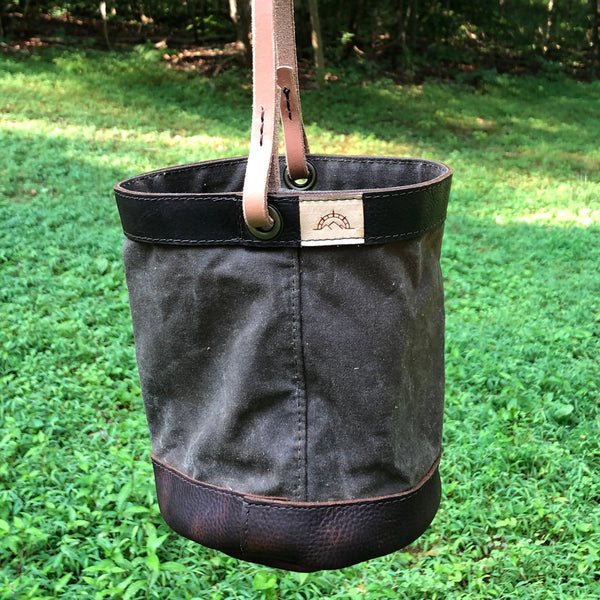 Brown Waxed Canvas and Leather Bucket (10 ounce)