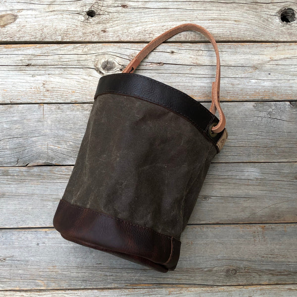 Brown Waxed Canvas and Leather Bucket (10 ounce)