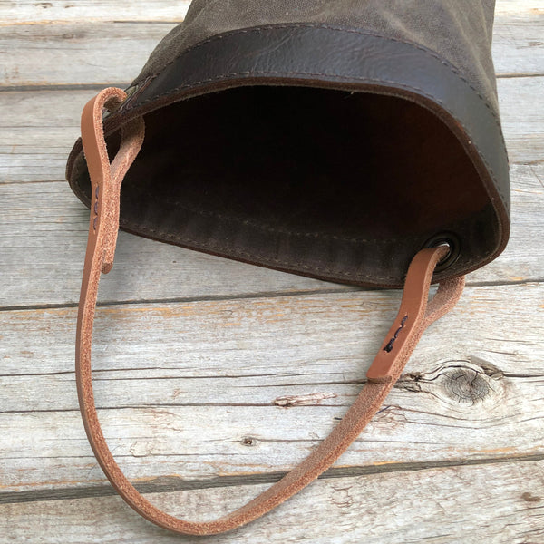 Brown Waxed Canvas and Leather Bucket (10 ounce)
