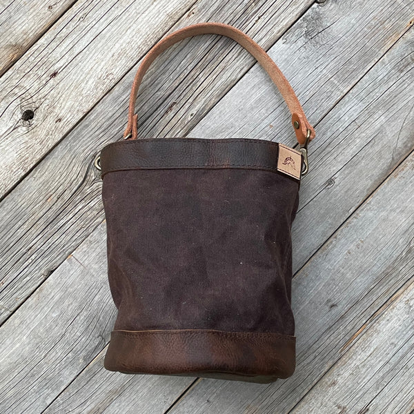 Brown Waxed Canvas and Leather Bucket (12 ounce)