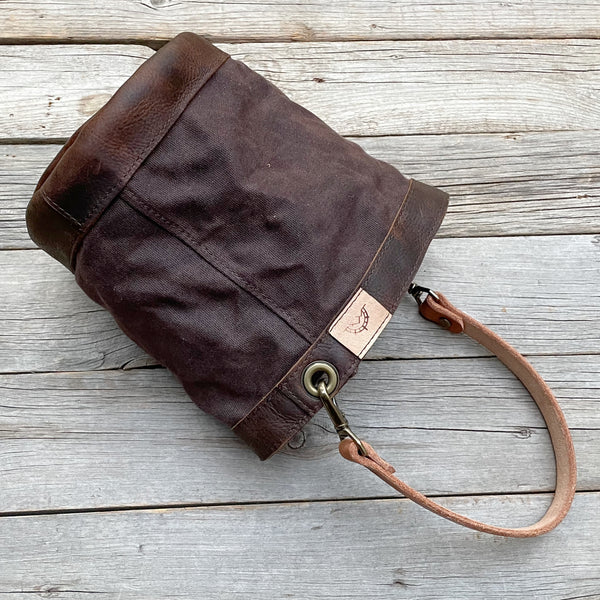 Brown Waxed Canvas and Leather Bucket (12 ounce)