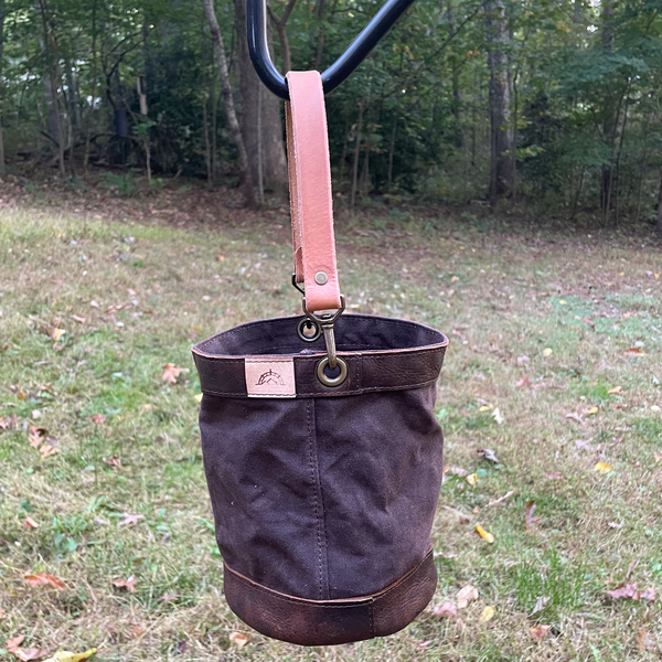 Brown Waxed Canvas and Leather Bucket (12 ounce)
