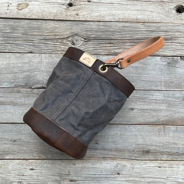 Dark Green Waxed Canvas and Leather Bucket (10 ounce)