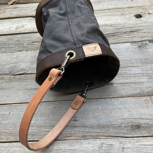 Spring Gray Waxed Canvas and Leather Bucket (12 ounce)