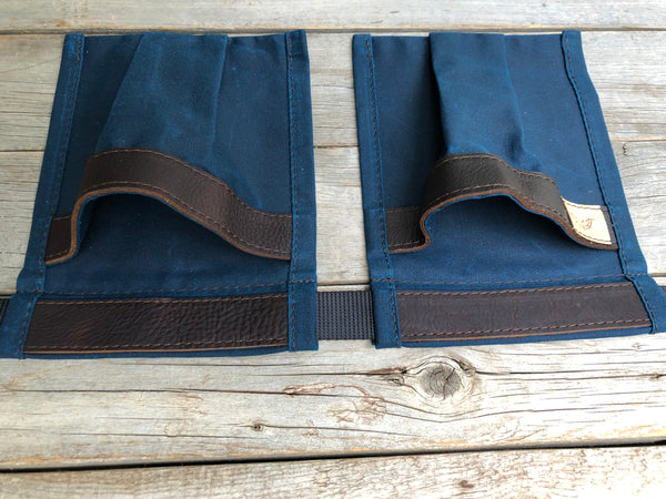 Child size Dark Blue Waxed Canvas and Leather Collecting Pockets
