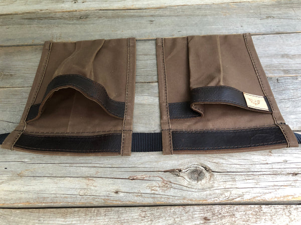 Child size Brown Waxed Canvas and Leather Collecting Pockets