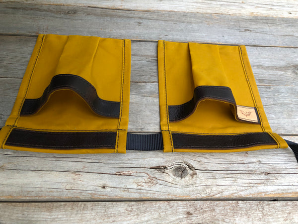 Child size Yellow Waxed Canvas and Leather Collecting Pockets