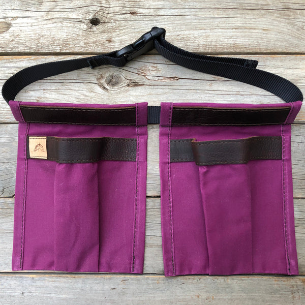 Child size Pink Waxed Canvas and Leather Collecting Pockets