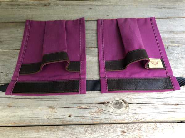 Child size Pink Waxed Canvas and Leather Collecting Pockets