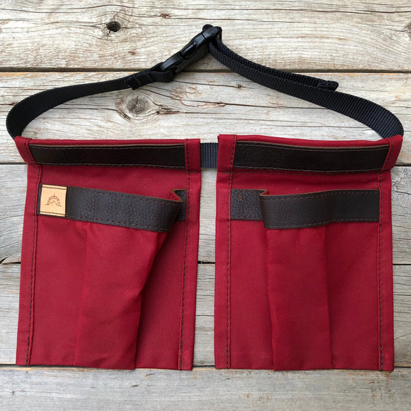 Child size Red Waxed Canvas and Leather Collecting Pockets