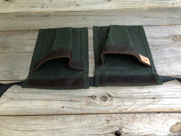 Child size Dark Green Waxed Canvas and Leather Collecting Pockets