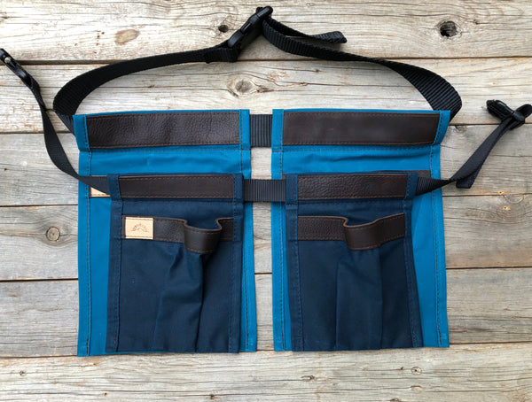 Child size Dark Green Waxed Canvas and Leather Collecting Pockets