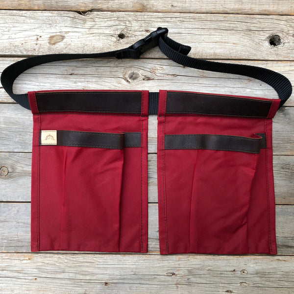 Adult size Red Waxed Canvas and Leather Collecting Pockets