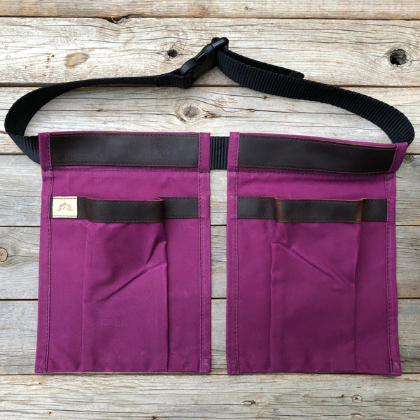 Adult size Pink Waxed Canvas and Leather Collecting Pockets
