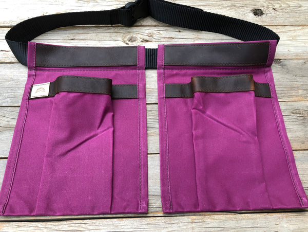 Adult size Pink Waxed Canvas and Leather Collecting Pockets