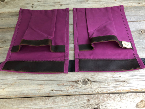 Adult size Pink Waxed Canvas and Leather Collecting Pockets