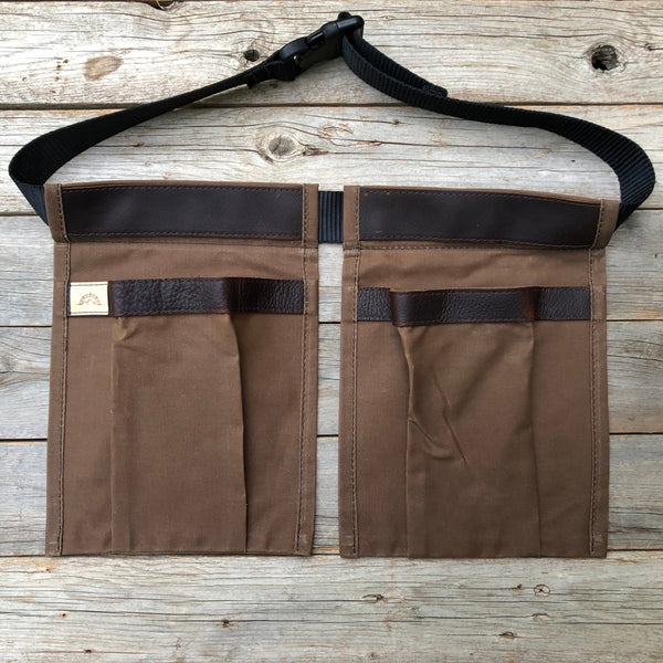 Adult size Brown Waxed Canvas and Leather Collecting Pockets
