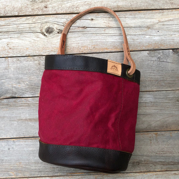 Red Waxed Canvas and Leather Bucket (12 ounce)