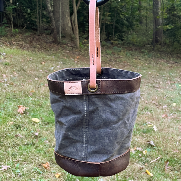 Gray Waxed Canvas and Leather Bucket (12 ounce)