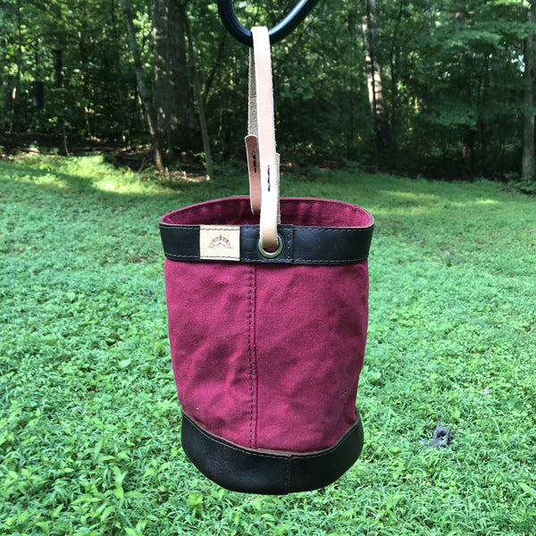 Red Waxed Canvas and Leather Bucket (12 ounce)