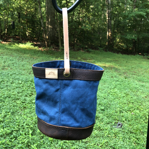 Blue Waxed Canvas and Leather Bucket (12 ounce)