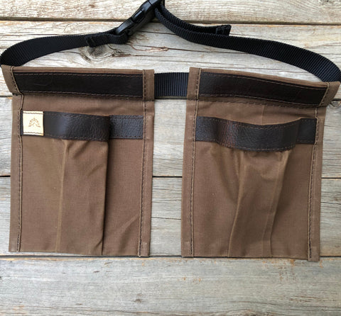 Child size Brown Waxed Canvas and Leather Collecting Pockets