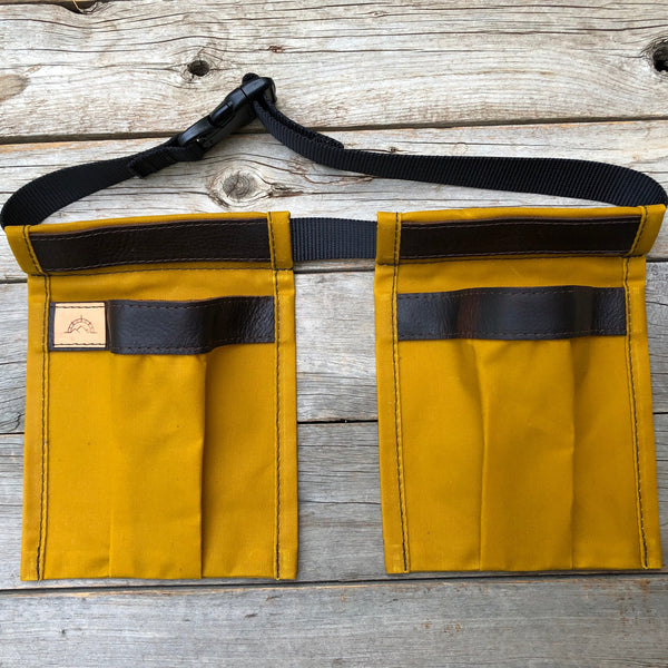 Child size Yellow Waxed Canvas and Leather Collecting Pockets