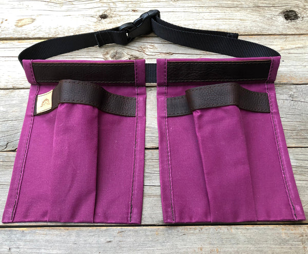 Child size Pink Waxed Canvas and Leather Collecting Pockets