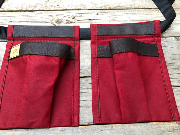 Child size Red Waxed Canvas and Leather Collecting Pockets