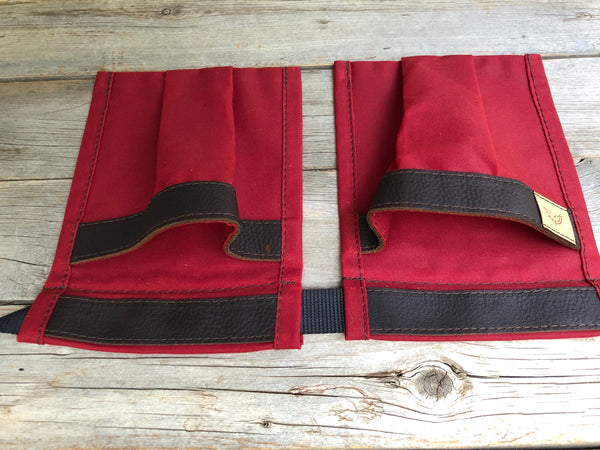 Child size Red Waxed Canvas and Leather Collecting Pockets