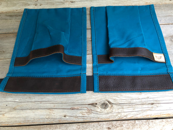 Adult size Teal Waxed Canvas and Leather Collecting Pockets