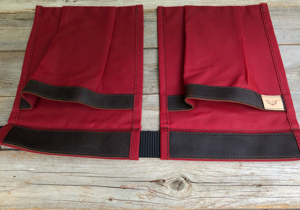Adult size Red Waxed Canvas and Leather Collecting Pockets