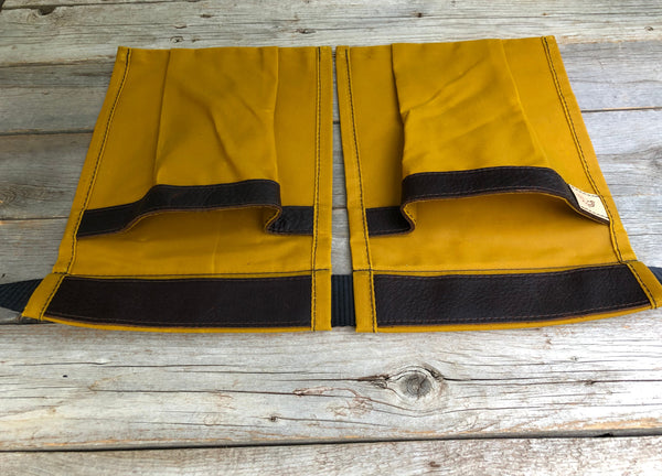Adult size Yellow Waxed Canvas and Leather Collecting Pockets