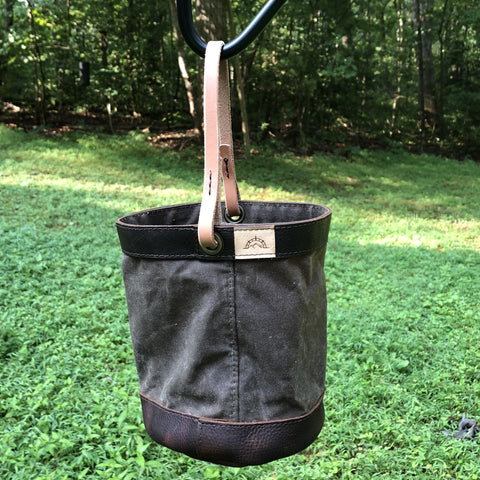 Brown Waxed Canvas and Leather Bucket (10 ounce)