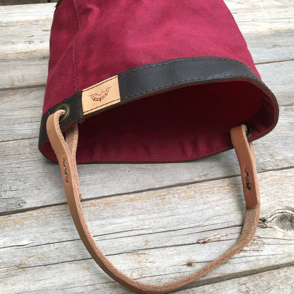 Red Waxed Canvas and Leather Bucket (12 ounce)