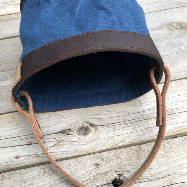Blue Waxed Canvas and Leather Bucket (12 ounce)