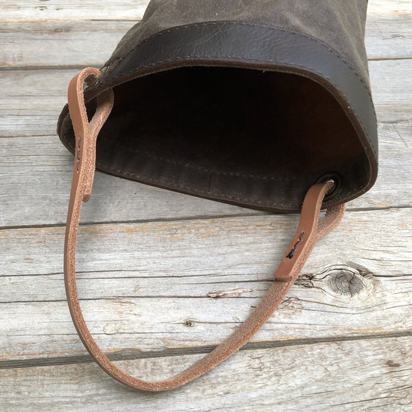 Brown Waxed Canvas and Leather Bucket (10 ounce)