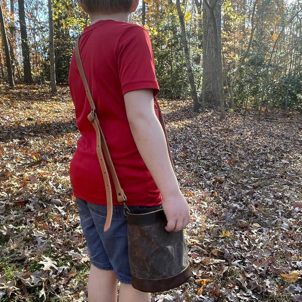 Blue Waxed Canvas and Leather Bucket (12 ounce)
