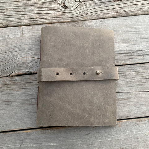 Small Leather Strap Journal With Hand Stitched Pages *Gray*