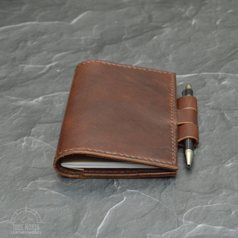 Hand Stitched Leather Journal with Interlocking Pen Loops