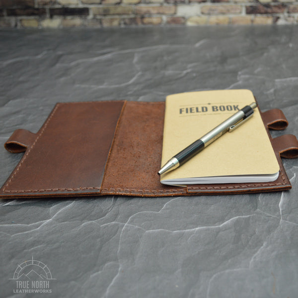 Hand Stitched Leather Journal with Interlocking Pen Loops